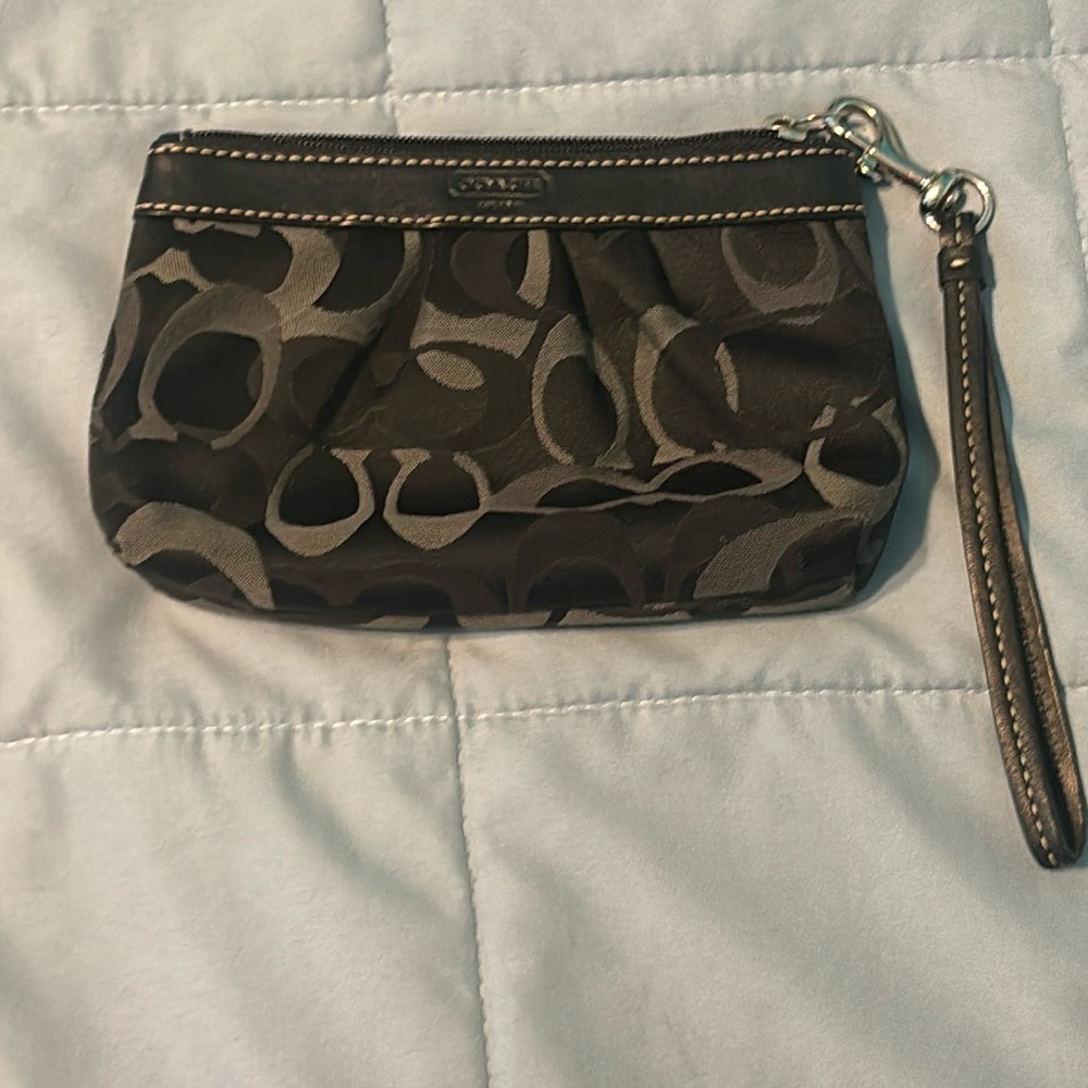Coach Black signature print wristlet